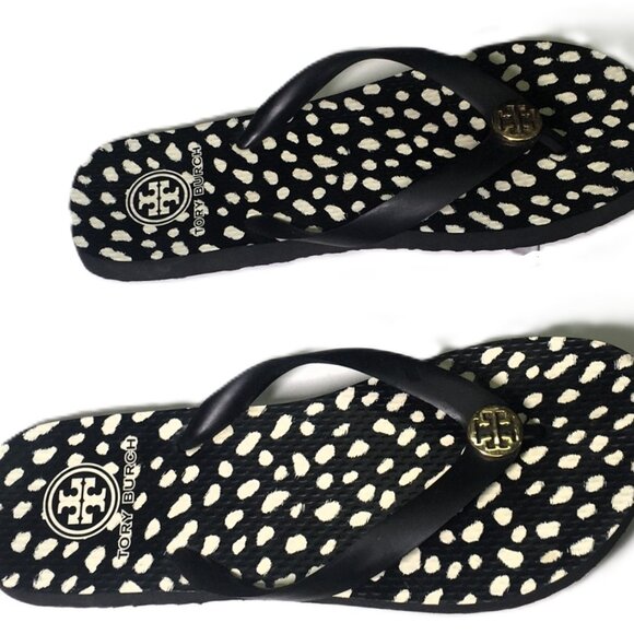 🛑 TORY BURCH Logo➕🆒 SANDALS Slip On SHOES Spotted Thong FLIP FLOP 💸BUY NOW‼️ - Picture 5 of 16